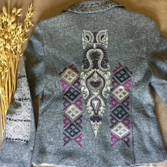 New Odd Molly Uptown Girl Embroidered Gray Blazer Size 1 (Small) LAST ONE! - Picture 8 of 12